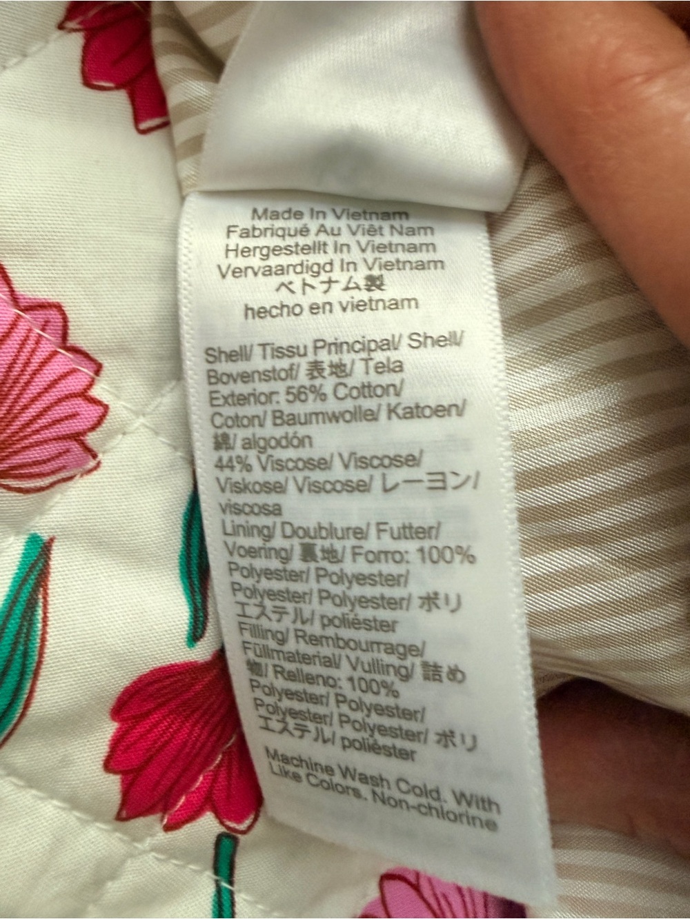 J. Crew White Quilted Jacket with Pink & Red Floral Print - Picture 6 of 6